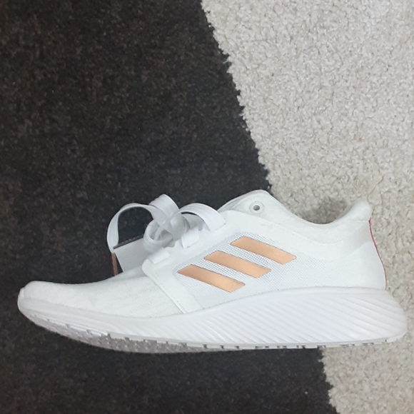white adidas rose gold stripes
